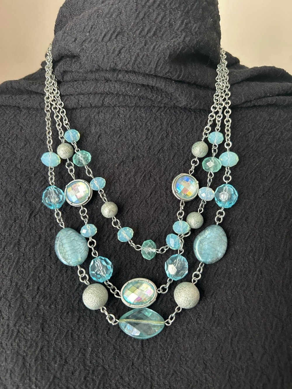 Aqua Multi-Strand Beaded Necklace - Women Jewelry